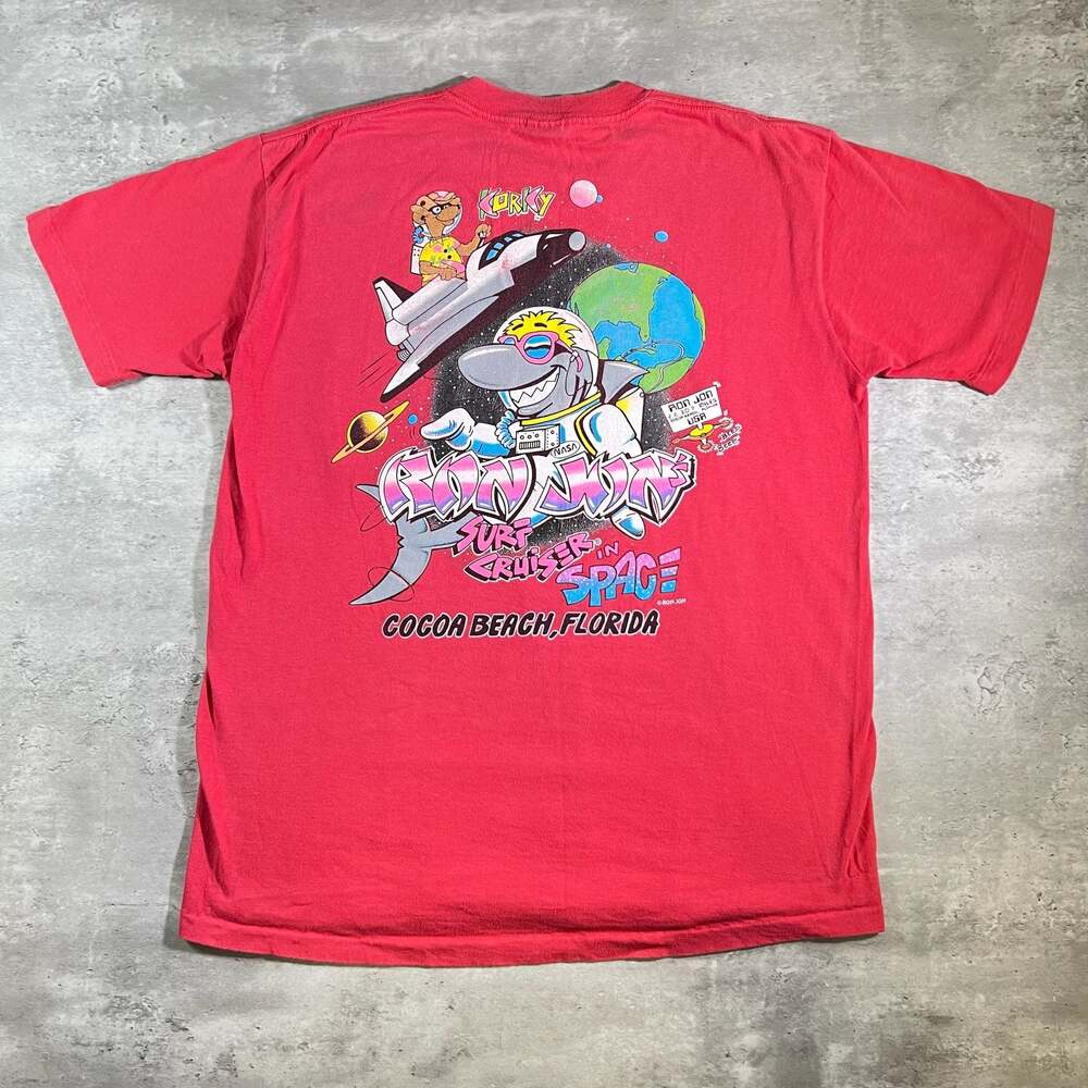 Vintage 90s Ron Jon Surf Shop 'Surf Cruiser in Space' Graphic Pocket T-Shirt